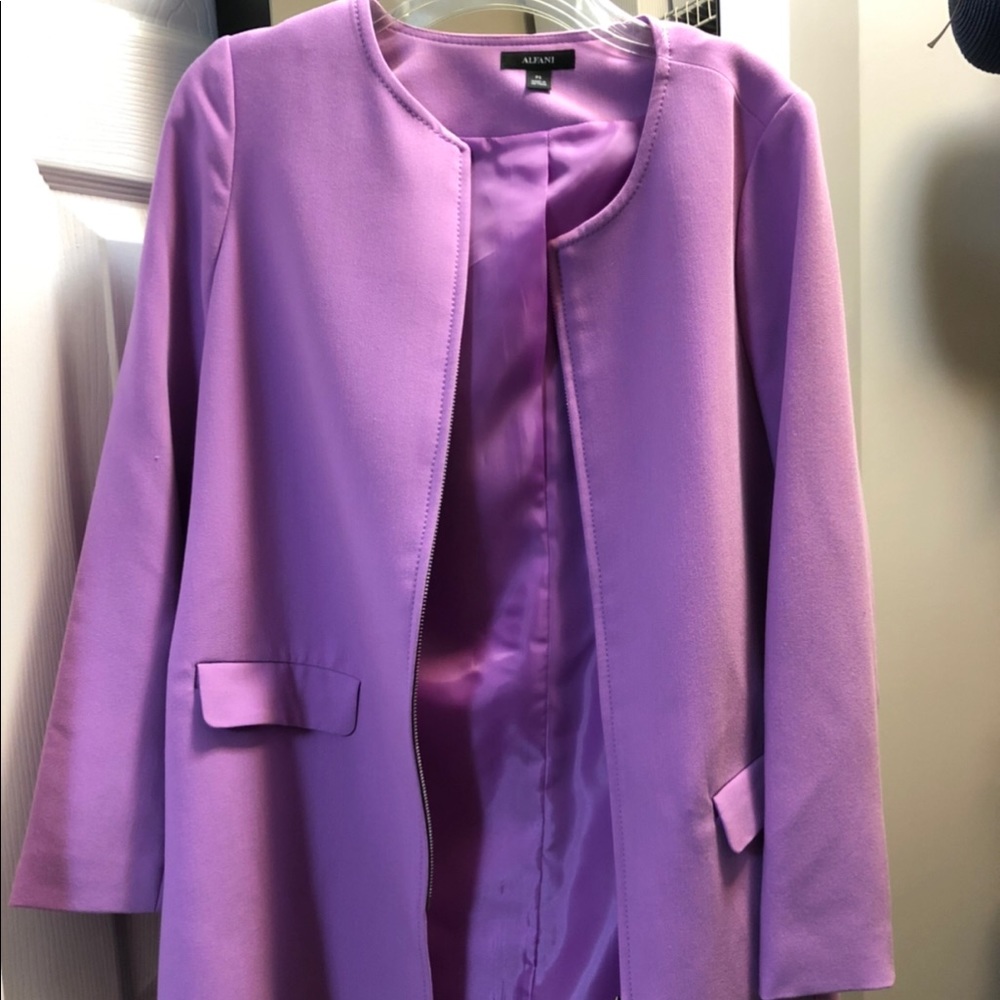 Alfani Jacket Purple Size PS Front-Zipper Pockets